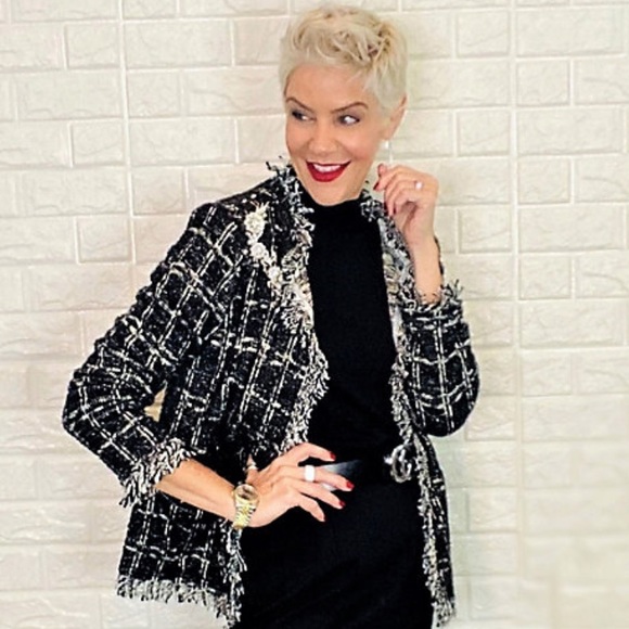 Joan Rivers 30th Anniversary Boucle Jacket with Fringe Edge - Picture 2 of 8